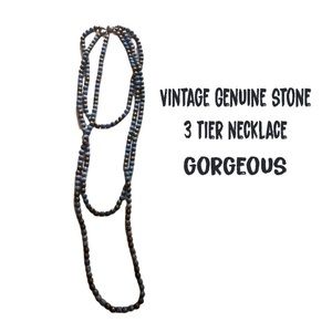 Vintage  3 strand stone necklace